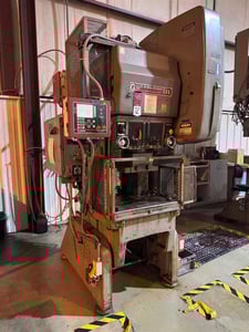 45 Ton, Bliss #C-45, OBI flywheel press, 3" stroke, 12-1/4" Shut Height, 10" throat, air clutch & brake, 120