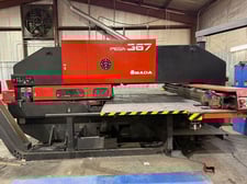 30 Ton, Amada #Pega-367, CNC turret punch, 58 station, 2 automatic index, 60" x 72" sheet, 350 SPM, Fanuc