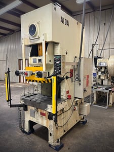 121 Ton, Aida #NC1-110, Back Geared OBI Press, 42" x 20.5" bed, 50-100 SPM, 3.5" adj, 26" between housing