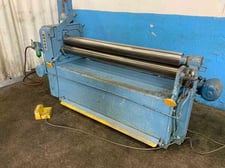 5' x 10 gauge Niagara #5X10, bending rolls, 5" roll diameter, 40" passline height, air drop end, 25 FPM, 3 HP