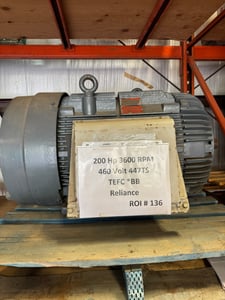 200 HP 3600 RPM Reliance, Frame 447TS, TEFC, 460 Volts, Rebuilt