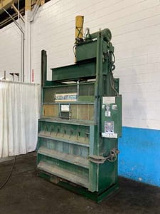 30" x 60" x 48" Selco #VT-5, cardboard baler, 60" x 27" feed opening, 10 HP, 1800 psi