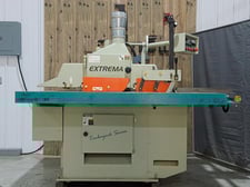 Extrema #XR-12N, straight line rip saw, 1" diameter arbor, 12" blade capacity, 15 HP, 4500 RPM, 8 spring