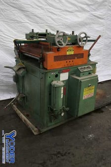 25-1/2" Egan #S27-824-0, 7-roll straightener, motorized, 2" roll diameter, 3" pinch roll diameter, entry guide