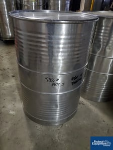 109 gallon Drum, Stainless Steel, 28" diameter x 41" straight side, open top, flat bottom (2 available)