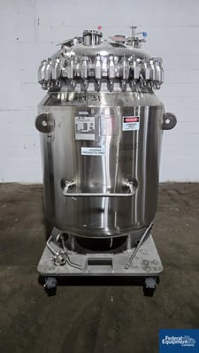 159 gallon Pfaudler Glass Lined Receiver Tank, 316L Stainless Steel, dish top, 50 psi internal, 4015 glass