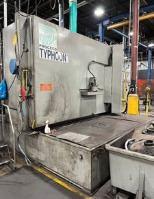 Proceco #Typhoon-HD-100, 6000 lb. capacity, gas, sludge conveyor, swing out turntable, exhaust blower, 1999