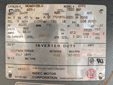 60 HP 1785 RPM U.S. Motors, Frame 364TP-16, weather protected enclosure type 1 & TEFC, VHS, vertical hollow