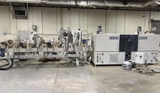 Cefla, Vacuum Coater, 12" width x 2" thickness, 144" max. length, 50 FPM, 4-head sanding machine, (2) 15 HP