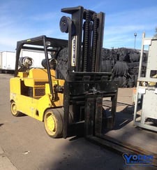 25000 lb. Royal #T250B, forklift, LPG, 120" lift height, power mast positioning, power fork adjustment, 1988