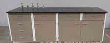 8' Hamilton, Lab Desk/Table W/ Nozzles, Metal Lab Casework