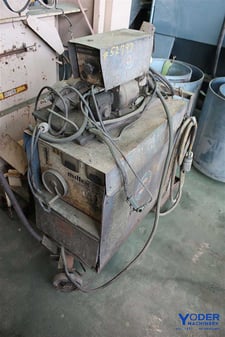 16.5/33 Amps, Miller #CP-300, DC arc welder with wire feed, 230/460 V., 12.5 KW, portable on cart