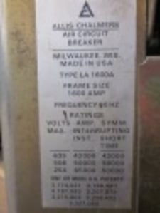 1600 Amps, Allis-Chalmers, LA-1600A, electrically operated, drawout, #AB4233