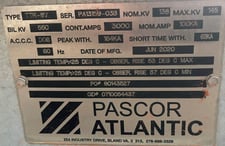 3000 Amp. Pascor, TTR-8V, 145 kv, Horizontal mount, Unused