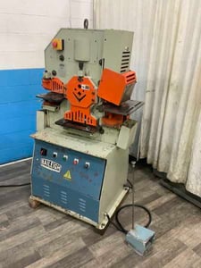 3" x 3" x 1/4" Baileigh #SW-503, hydrauic ironworker, 50 ton, 6" throat, 4 HP, 16 SPM, foot pedals
