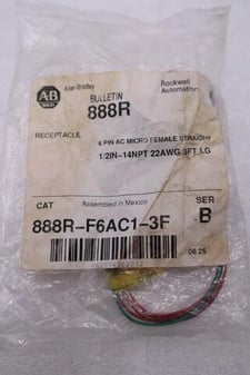 Allen-Bradley 888R-F6AC1-3F RECEPTACLE AC MICRO (DUAL KEY) STOCK H1454A