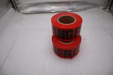 LOT OF 2 NEW Red Danger Tape -3" X 1000' STOCK H859