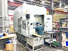 Hyundai #Hi-V50D, CNC Vertical Machining Center, 3-Axis, 23.6" X, 18.1" Y, 22.4" Z, 27.6" x 19.7" Dual Table