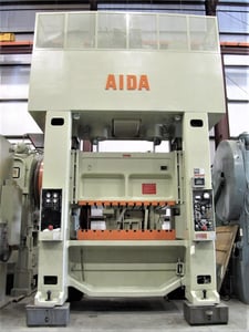 330 Ton, Aida #PMX(1), 12" stroke, 31" Shut Height, 73" x43" bed, 30-90 SPM, under power, 1985 (2 available)