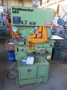 4" x 4" x 3/8" Peddinghaus #PEDDIWORKER-880, hydraulic ironworker, 88 Ton, 230 V., 3ph