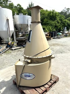 Mac cyclone, 36" dia x 122" height, Carbon steel, 25-1/4" x 10-1/2" inlet, 9-1/2" ID bottom outlet