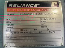 450 HP 900 RPM Reliance, Frame 5012Z, Drip-Proof Ball Bearing, 2300 Volts, New Surplus