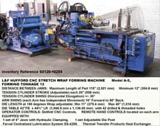 12 Ton, Hufford L & F CNC horizontal stretch wrap forming press #A5, 115" part length, Extrusion Die Heads 4"
