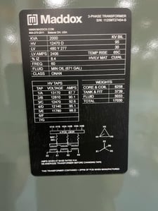 2000 KVA 12470 Delta Primary, 480Y/277 Secondary, 3 phase, Padmount Transformer, Ready To Ship