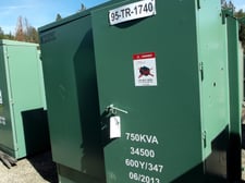750 KVA 34500 Delta Primary, 600Y/346 Secondary, Taps (2) 2.5% a & bn pad (new)