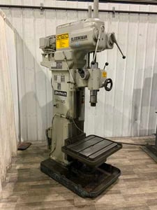25" Cleereman, single spindle drill press, 36" x 29" table, spindle forward/reverse, box column, coolant, 5 HP