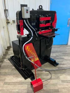 6" x 6" x 1/2" Edwards #Jaws-IV, hydraulic ironworker, 100 ton, 10" throat, 5 HP, 30 SPM