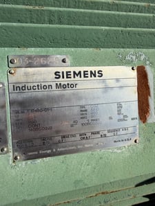 500 HP 1190 RPM Siemens, Frame 5810, TEFC, 1.15 service factor, 460 Volts