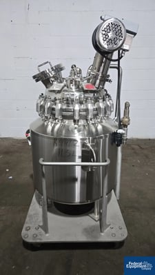 30 gallon Pfaudler, Glass-Lined Reactor, Stainless Steel, dish top, 50 psi internal, 150 psi jacket, 66" wet