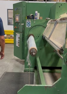 72" Simplex turret, Catbridge #324-18, with perforation, unwind, shafted, 3" air shaft, edge guide, 2006