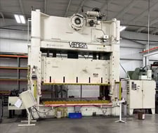 400 Ton, Verson #S2-400-132-60T, straight side double crank press, 14" stroke, 34" Shut Height, 16" ram