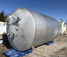 7500 gallon Vertical Tank, Leg Mounted, 304 Stainless Steel, 113" diameter x 168" straight side, dish top &