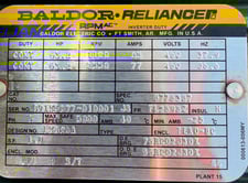 63 HP 1120-2550 RPM Baldor, Frame FL2898Z, TEAO-BC, 460 Volts, New Surplus
