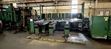 Oliver #879, plate saw, 154" btwn housing, 23" blade, 72" gauge table, 72" front support table, chip