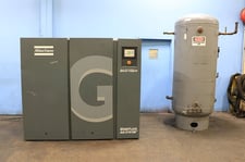 256 cfm, 185 psig, Atlas Copco #GA37 VSD, rotary screw air compressor, 50 HP, refrigerated dryer, 2007