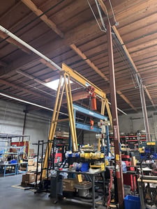 7.5 Ton, Spanco #7PF1818, gantry crane, 18' Span, e-stop pendant & chain container