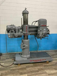 3' -9" Carlton #1A, radial drill, 41" x 30" T-slotted base area, power column clamp, power elevation, 5 HP