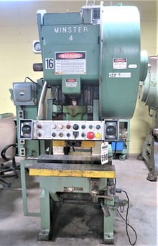 32 Ton, Minster #4, OBI press, 2" stroke, 9.5" Shut Height, 2.25"adj., 100-200 SPM, air clutch & brake