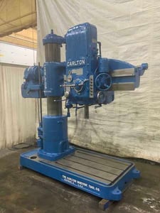 4' -13" Carlton #3A, radial drill, 53" x 42" base area, power arm clamping, power elevation, 5 HP