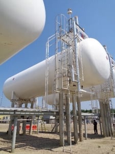 35001 gallons, Vada, horizontal butane bullet, 144" x 46' vessel, 175 psi, 1984