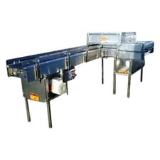 8" wide x 115" long, Shuttleworth, Corner Infeed Slip-Torque Conveyor, 1/2 HP, 42/28 RPM, 2001