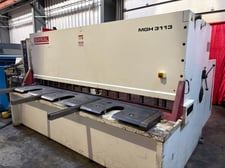 1/2" x 10' Baykal #MGH-3113, hydraulic swing beam shear, 14 SPM, Cybelec Cybtouch Control, 39" front squaring