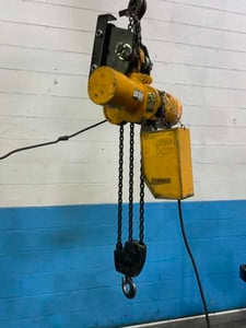 3 Ton, Budgit #115849-7, electric chain hoist, trolley, pendant Control, 2.5 HP, 10 FPM