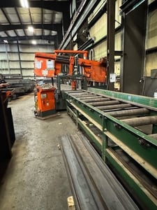 20.5" x 30" Cosen #SH760-F, horizontal band saw, 2" x 21'10" x 0.063" blade, 42-312 FPM, 10 HP, 380 V., PLC