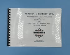 Webster & Bennett, " V" Maintenance Instructions and Parts Manual Only for 36" vertical turret lathe