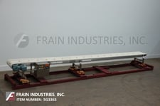 18" wide x 20' long, Span Tech #ST, Stainless Steel, flexlink belt conveyor, 1/2 HP drive and start stop